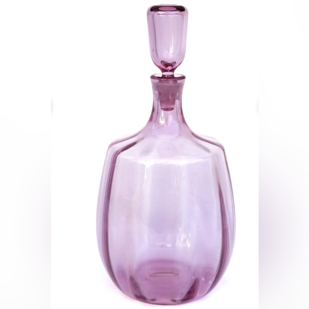Blenko Rose Large blown glass decanter (#6416), 1964.